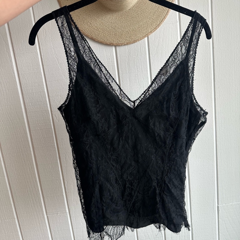 Vintage MaxMara Black Lace Sheath Tank Top Y2K